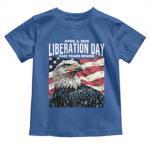 Liberation Day April 2 2025 Toddler T Shirt Fair Trade Patriotic American Eagle USA Flag TS02 Royal Blue Print Your Wear
