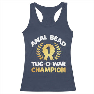 Anal Bead Tug O War Champion Funny Offensive Racerback Tank Top Inappropriate Adult Humor Gold TS02 Navy Print Your Wear