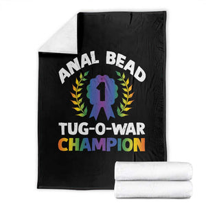 Anal Bead Tug O War Champion Funny Offensive Throw Blanket Inappropriate Adult Humor Rainbow TS02 Black Print Your Wear