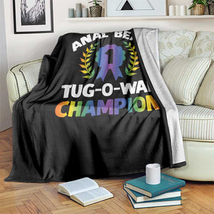 Anal Bead Tug O War Champion Funny Offensive Throw Blanket Inappropriate Adult Humor Rainbow TS02 Print Your Wear