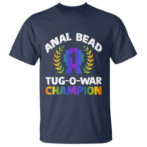 Anal Bead Tug O War Champion Funny Offensive T Shirt Inappropriate Adult Humor Rainbow TS02 Navy Print Your Wear