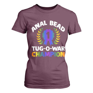 Anal Bead Tug O War Champion Funny Offensive T Shirt For Women Inappropriate Adult Humor Rainbow TS02 Maroon Print Your Wear