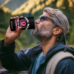 Anal Bead Tug O War Champion Funny Offensive 4 in 1 Can Cooler Tumbler Inappropriate Adult Humor Pink TS02 Print Your Wear