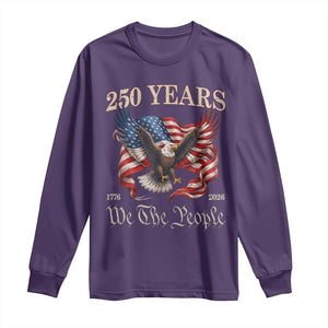 250 Years of Liberty American Semiquincentennial Long Sleeve Shirt We The People Patriotic Eagle Heritage 1776 2026 TS02 Purple Print Your Wear