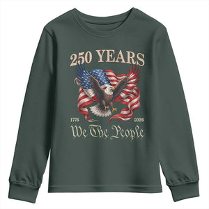250 Years of Liberty American Semiquincentennial Youth Sweatshirt We The People Patriotic Eagle Heritage 1776 2026 TS02 Dark Forest Green Print Your Wear