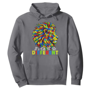 Colorful Autism Acceptance Lion Hoodie It Is Ok To Be Different Courageous Neurodiversity Support TS02 Charcoal Print Your Wear