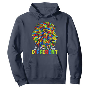 Colorful Autism Acceptance Lion Hoodie It Is Ok To Be Different Courageous Neurodiversity Support TS02 Navy Print Your Wear