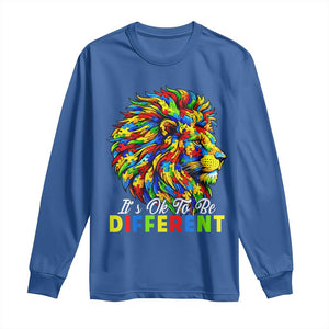 Colorful Autism Acceptance Lion Long Sleeve Shirt It Is Ok To Be Different Courageous Neurodiversity Support TS02 Royal Blue Print Your Wear