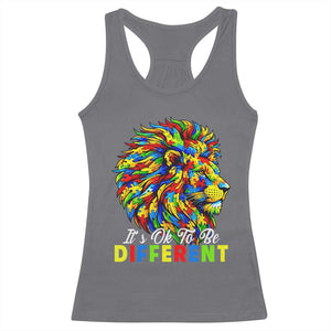 Colorful Autism Acceptance Lion Racerback Tank Top It Is Ok To Be Different Courageous Neurodiversity Support TS02 Charcoal Print Your Wear