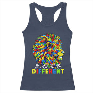 Colorful Autism Acceptance Lion Racerback Tank Top It Is Ok To Be Different Courageous Neurodiversity Support TS02 Navy Print Your Wear