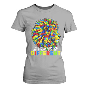 Colorful Autism Acceptance Lion T Shirt For Women It Is Ok To Be Different Courageous Neurodiversity Support TS02 Sport Gray Print Your Wear