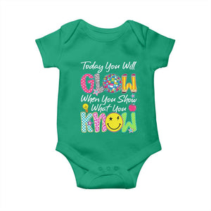 Motivational Test Day Glow Baby Onesie Today You Will Glow When You Show What You Know TS02 Irish Green Print Your Wear