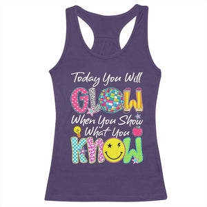 Motivational Test Day Glow Racerback Tank Top Today You Will Glow When You Show What You Know TS02 Purple Print Your Wear
