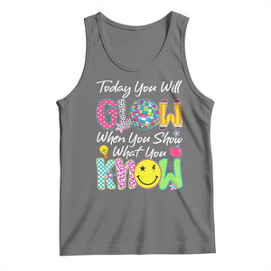 Motivational Test Day Glow Tank Top Today You Will Glow When You Show What You Know TS02 Black Heather Print Your Wear