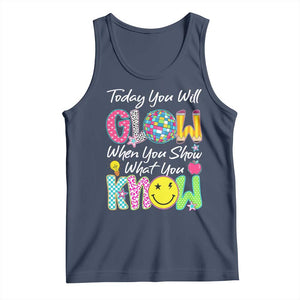 Motivational Test Day Glow Tank Top Today You Will Glow When You Show What You Know TS02 Navy Print Your Wear