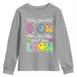 Motivational Test Day Glow Youth Sweatshirt Today You Will Glow When You Show What You Know TS02 Sport Gray Print Your Wear