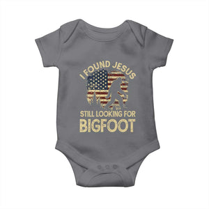 I Found Jesus Still Looking for Bigfoot Patriotic Baby Onesie American Flag Christian Religious Sasquatch Vintage TS02 Charcoal Print Your Wear