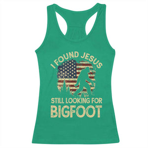 I Found Jesus Still Looking for Bigfoot Patriotic Racerback Tank Top American Flag Christian Religious Sasquatch Vintage TS02 Irish Green Print Your Wear