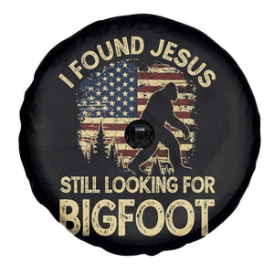 I Found Jesus Still Looking for Bigfoot Patriotic Spare Tire Cover American Flag Christian Religious Sasquatch Vintage TS02 Print Your Wear