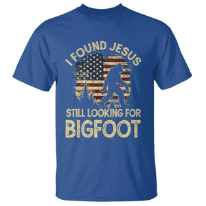 I Found Jesus Still Looking for Bigfoot Patriotic T Shirt American Flag Christian Religious Sasquatch Vintage TS02 Royal Blue Print Your Wear
