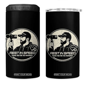 Rest In Speed Thank You For The Memories 4 in 1 Can Cooler Tumbler Automotive Media Legend Memorial Tribute TS02 One Size: 16 oz Black Print Your Wear
