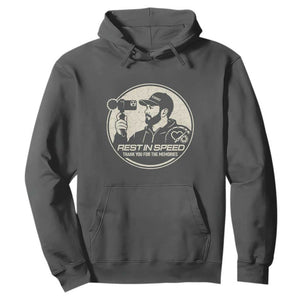 Rest In Speed Thank You For The Memories Hoodie Automotive Media Legend Memorial Tribute TS02 Dark Heather Print Your Wear