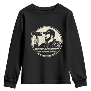 Rest In Speed Thank You For The Memories Youth Sweatshirt Automotive Media Legend Memorial Tribute TS02 Black Print Your Wear