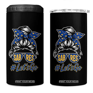 Lets Go Hockey Mom 4 in 1 Can Cooler Tumbler Buffalo Messy Bun Sunglasses Sports Fan TS02 One Size: 16 oz Black Print Your Wear