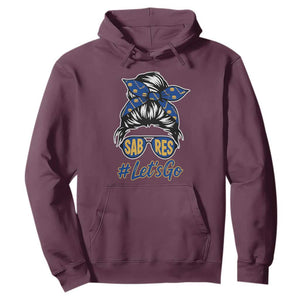 Lets Go Hockey Mom Hoodie Buffalo Messy Bun Sunglasses Sports Fan TS02 Maroon Print Your Wear