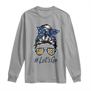 Lets Go Hockey Mom Long Sleeve Shirt Buffalo Messy Bun Sunglasses Sports Fan TS02 Sport Gray Print Your Wear