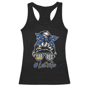 Lets Go Hockey Mom Racerback Tank Top Buffalo Messy Bun Sunglasses Sports Fan TS02 Black Print Your Wear