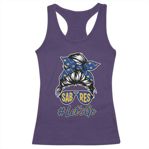 Lets Go Hockey Mom Racerback Tank Top Buffalo Messy Bun Sunglasses Sports Fan TS02 Purple Print Your Wear