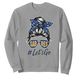 Lets Go Hockey Mom Sweatshirt Buffalo Messy Bun Sunglasses Sports Fan TS02 Sport Gray Print Your Wear