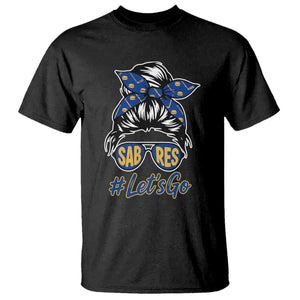 Lets Go Hockey Mom T Shirt Buffalo Messy Bun Sunglasses Sports Fan TS02 Black Print Your Wear