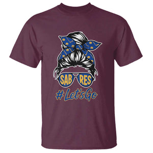 Lets Go Hockey Mom T Shirt Buffalo Messy Bun Sunglasses Sports Fan TS02 Maroon Print Your Wear