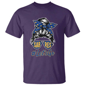 Lets Go Hockey Mom T Shirt Buffalo Messy Bun Sunglasses Sports Fan TS02 Purple Print Your Wear
