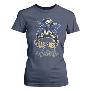Lets Go Hockey Mom T Shirt For Women Buffalo Messy Bun Sunglasses Sports Fan TS02 Navy Print Your Wear
