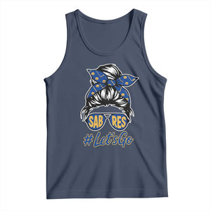 Lets Go Hockey Mom Tank Top Buffalo Messy Bun Sunglasses Sports Fan TS02 Navy Print Your Wear