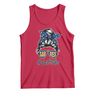 Lets Go Hockey Mom Tank Top Buffalo Messy Bun Sunglasses Sports Fan TS02 Red Print Your Wear