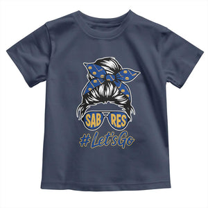 Lets Go Hockey Mom Toddler T Shirt Buffalo Messy Bun Sunglasses Sports Fan TS02 Navy Print Your Wear
