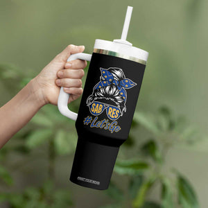 Lets Go Hockey Mom Tumbler With Handle Buffalo Messy Bun Sunglasses Sports Fan TS02 Print Your Wear