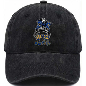 Lets Go Hockey Mom Washed Cotton Baseball Cap Buffalo Messy Bun Sunglasses Sports Fan TS02 Print Your Wear