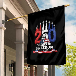 250 Years of Freedom Abraham Lincoln Patriotic Garden Flag US Fighter Jets Red White and Blue 1776 to 2026 Semiquincentennial TS02 Print Your Wear