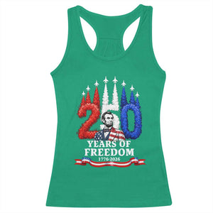 250 Years of Freedom Abraham Lincoln Patriotic Racerback Tank Top US Fighter Jets Red White and Blue 1776 to 2026 Semiquincentennial TS02 Irish Green Print Your Wear