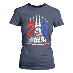 250 Years of Freedom Abraham Lincoln Patriotic T Shirt For Women US Fighter Jets Red White and Blue 1776 to 2026 Semiquincentennial TS02 Navy Print Your Wear