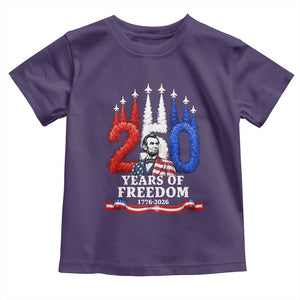 250 Years of Freedom Abraham Lincoln Patriotic Toddler T Shirt US Fighter Jets Red White and Blue 1776 to 2026 Semiquincentennial TS02 Purple Print Your Wear