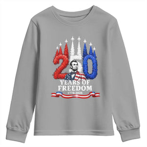 250 Years of Freedom Abraham Lincoln Patriotic Youth Sweatshirt US Fighter Jets Red White and Blue 1776 to 2026 Semiquincentennial TS02 Sport Gray Print Your Wear