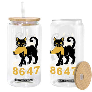 8647 Black Cat Golden Hair Prey Glass Can Funny Coded Political Satire TS02 Print Your Wear