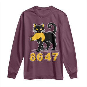 8647 Black Cat Golden Hair Prey Long Sleeve Shirt Funny Coded Political Satire TS02 Maroon Print Your Wear