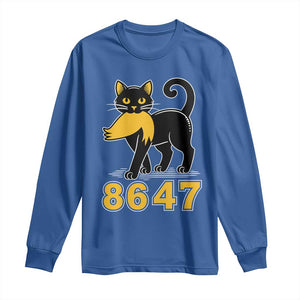 8647 Black Cat Golden Hair Prey Long Sleeve Shirt Funny Coded Political Satire TS02 Royal Blue Print Your Wear